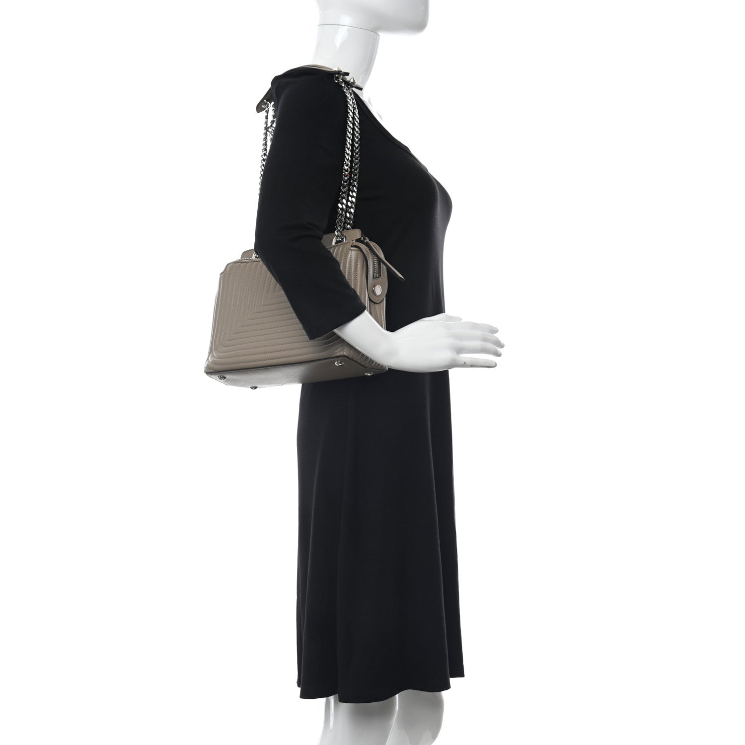 Fendi Shiny Nappa Trapuntata Small DotCom Click Chain Satchel 2 of 14