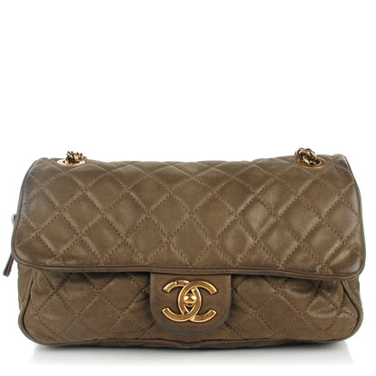 Chanel Iridescent Calfskin Quilted Small Shiva Flap Khaki 1 of 8