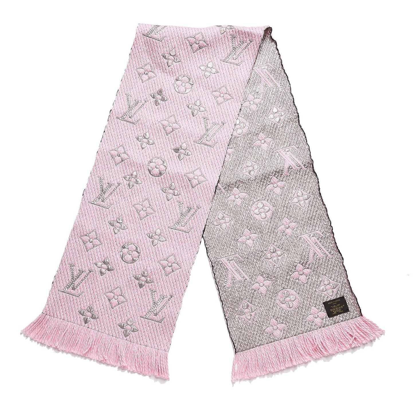 Wool Silk Logomania Rainbow Scarf Crystal Pink