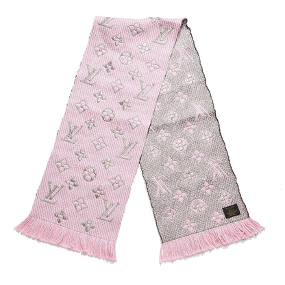 Louis Vuitton Wool Silk Logomania Rainbow Scarf Crystal Pink 3 of 4