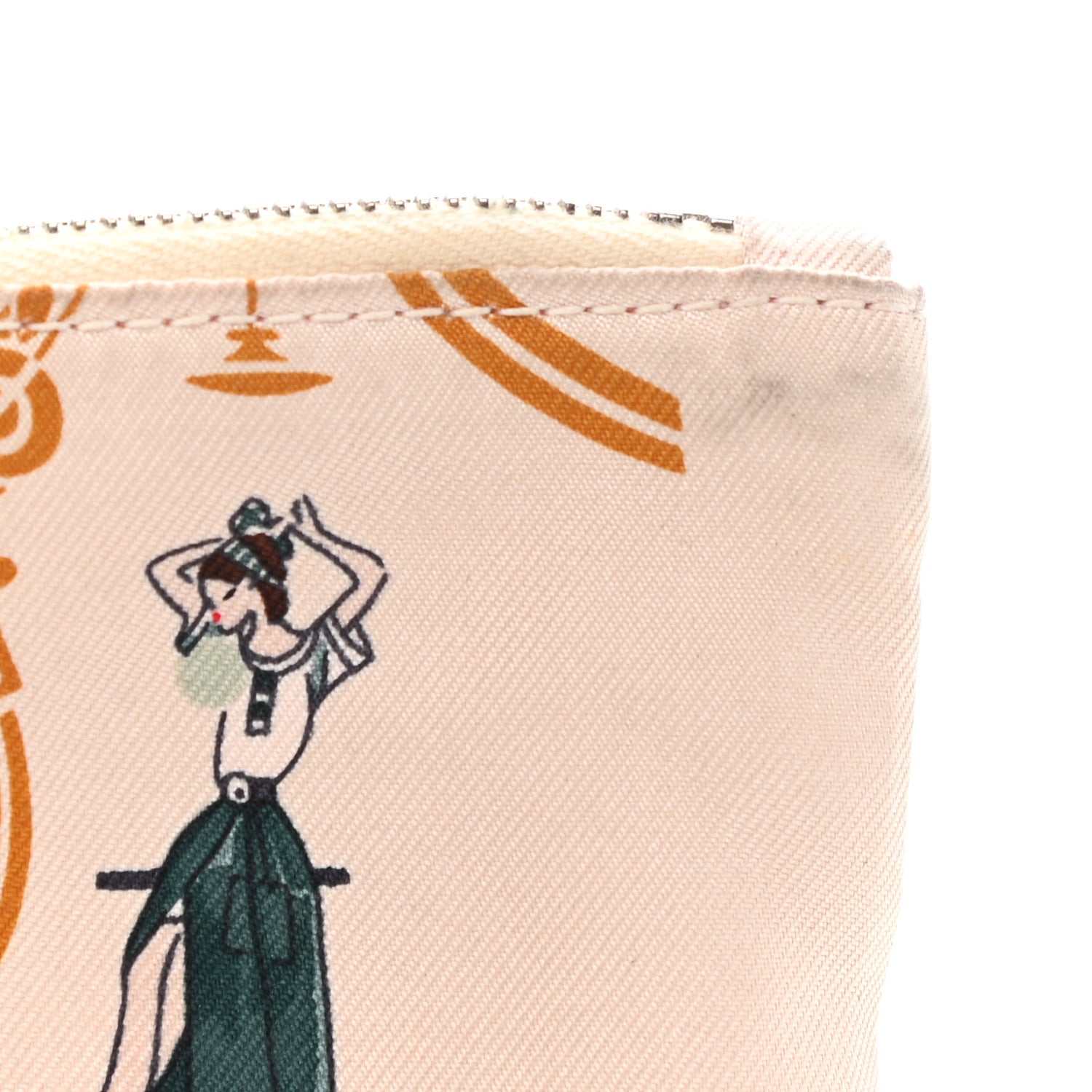 Hermes Technical Silk Ex-Libris Les Parisiennes Silky Pocket Cosmetic Case Sesame Nata Bronze 9 of 11