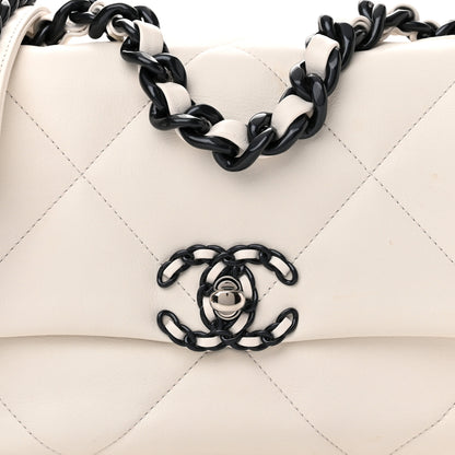 Chanel Glossy Calfskin Quilted Medium Chanel 19 Flap White Black 8 of 11