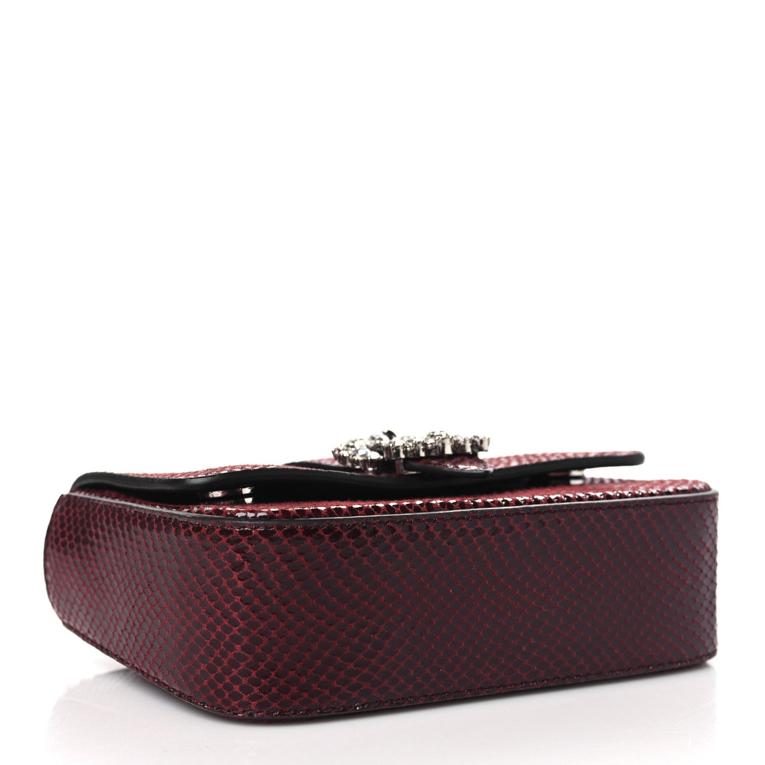 Jimmy Choo Calfskin Lizard Embossed Crystal Cheri Satchel Bordeaux 4 of 10