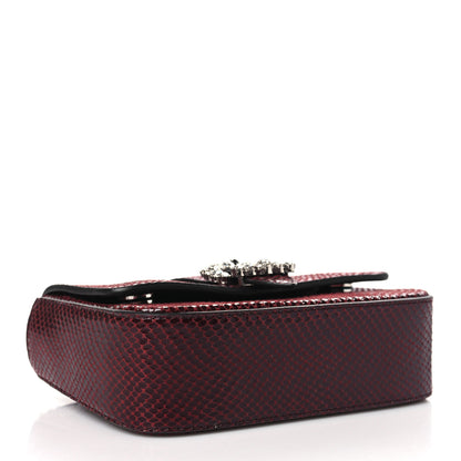 Jimmy Choo Calfskin Lizard Embossed Crystal Cheri Satchel Bordeaux 4 of 10