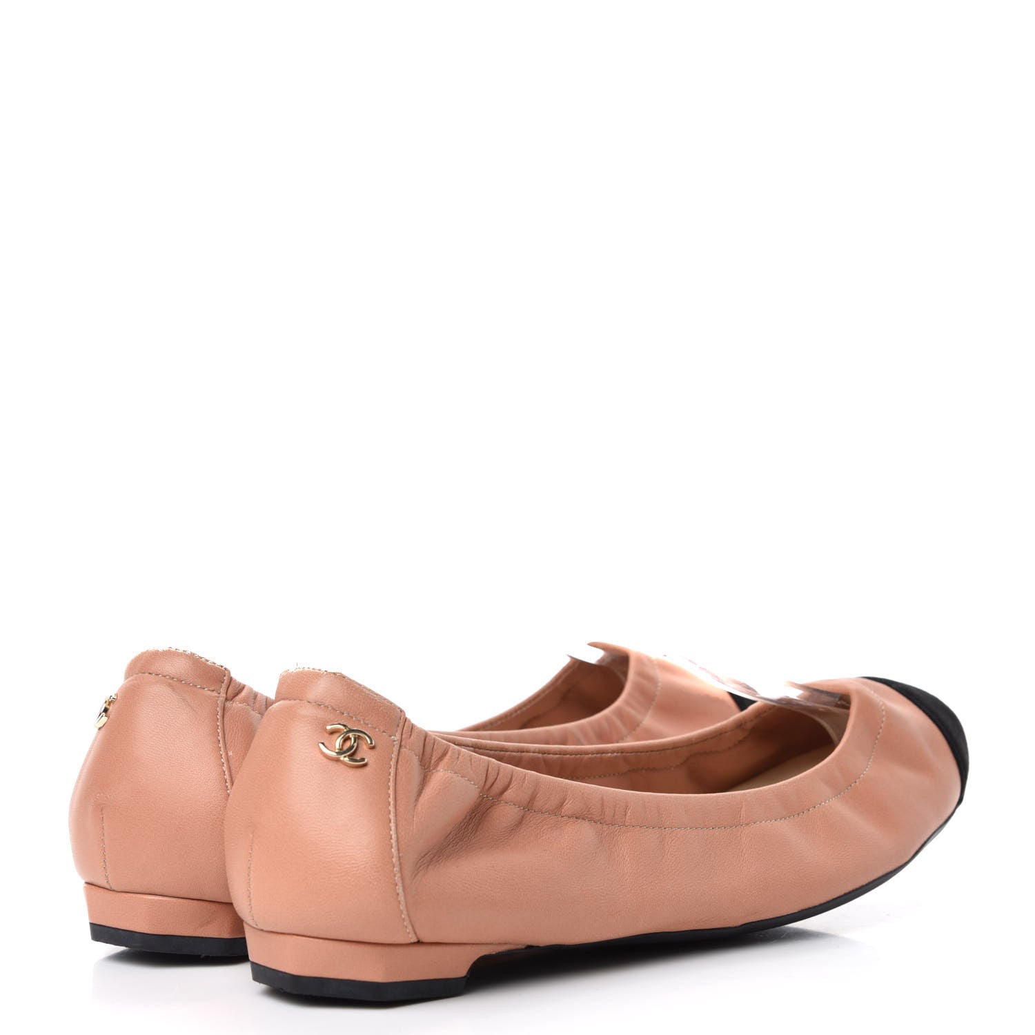 Chanel Lambskin Suede CC Elastic Cap Toe Ballerina Flats 38 Pink Black 4 of 10