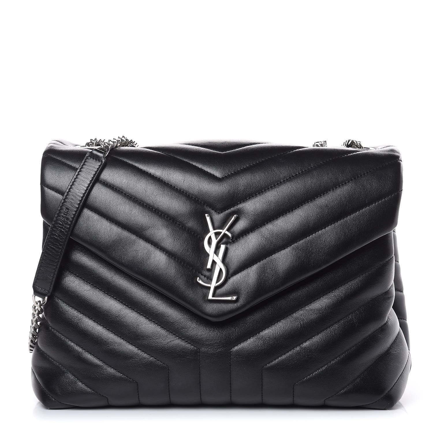 Saint Laurent Calfskin Y Quilted Monogram Medium Loulou Chain Satchel Black 1 of 11