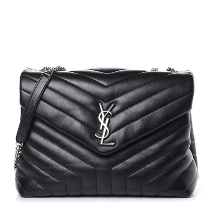 Saint Laurent Calfskin Y Quilted Monogram Medium Loulou Chain Satchel Black 1 of 11