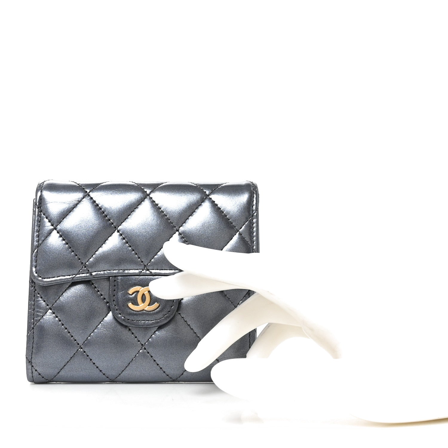Chanel Iridescent Lambskin Quilted Compact Flap Navy 2 of 7