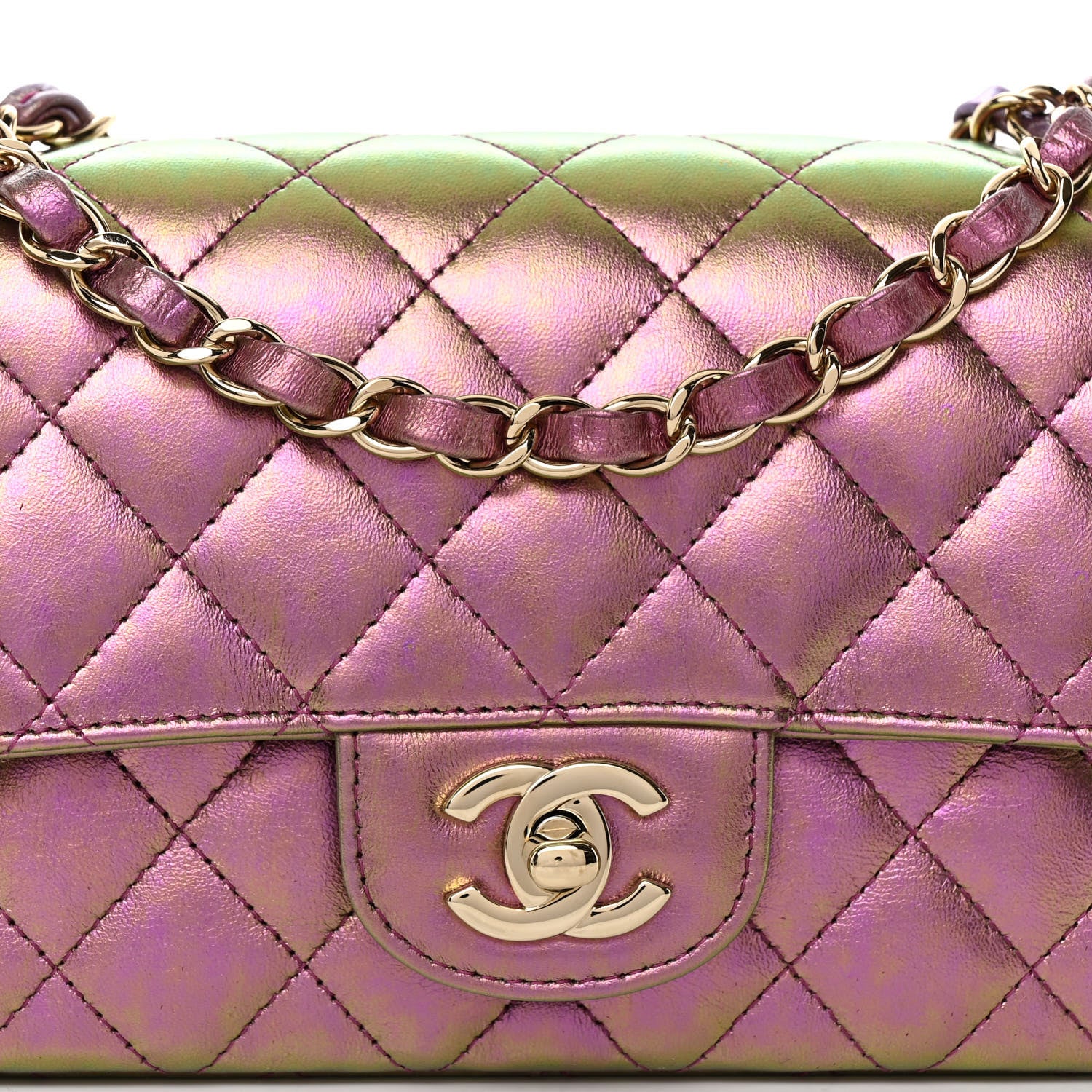 Chanel Iridescent Lambskin Quilted Mini Rectangular Flap Purple 8 of 10