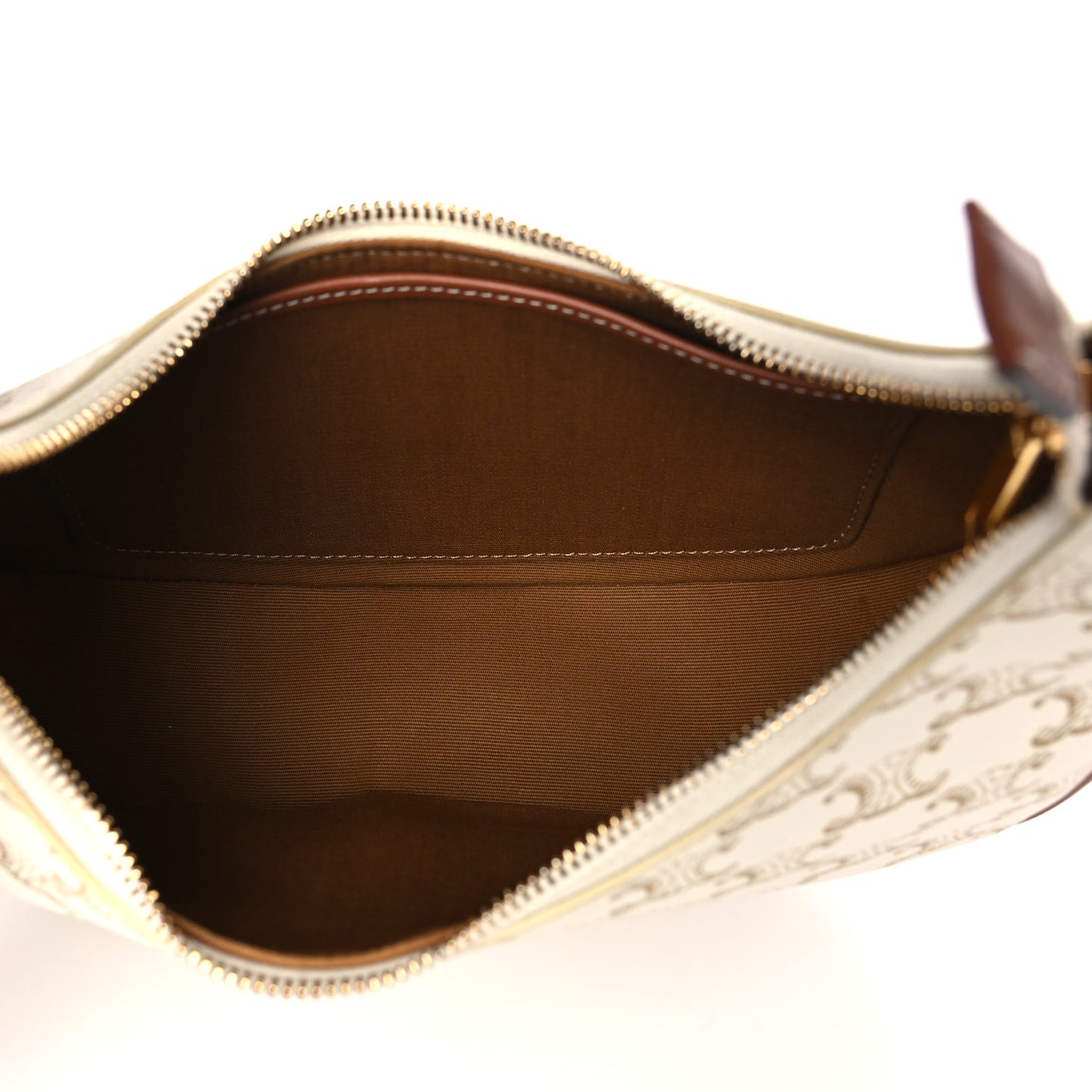 Canvas Calfskin Ava Triomphe Shoulder Bag White