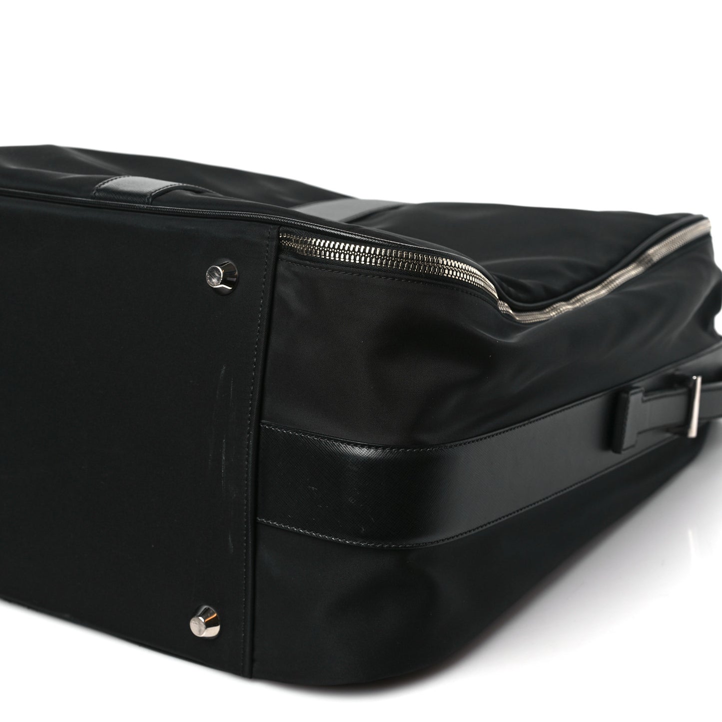 Tessuto Nylon Saffiano Rolling Duffle Black
