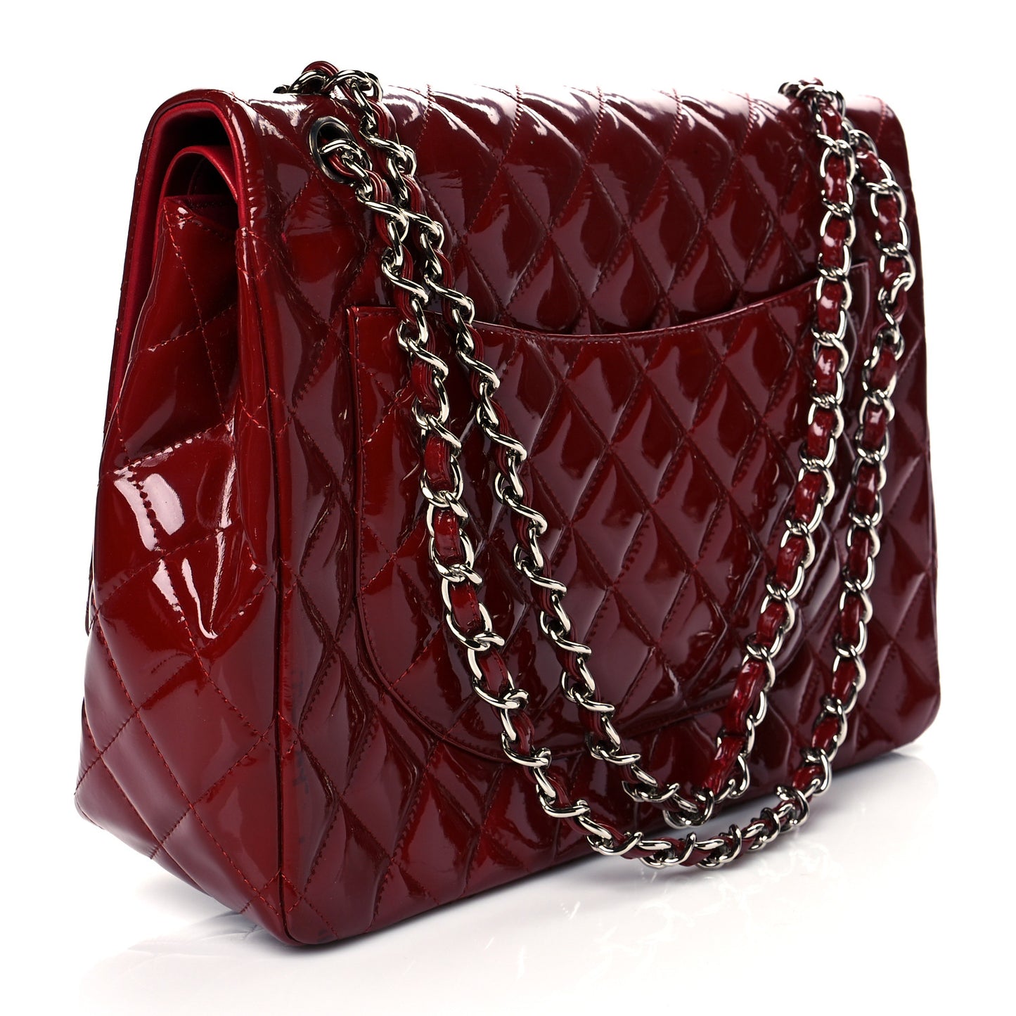 Patent Quilted Maxi Double Flap Red