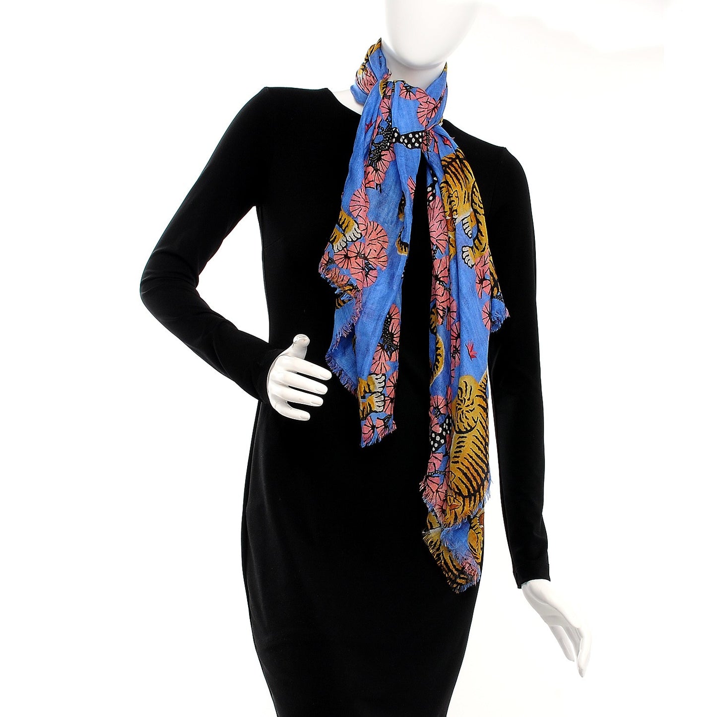 Modal Silk Bengal Square Scarf Blue