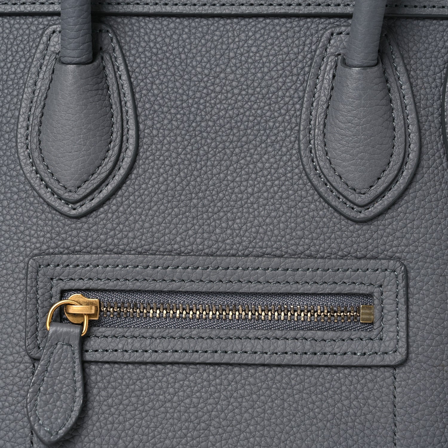 Celine Drummed Calfskin Nano Luggage Kohl 9 of 12