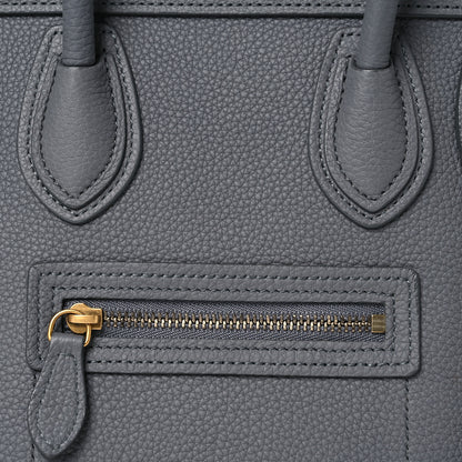 Celine Drummed Calfskin Nano Luggage Kohl 9 of 12