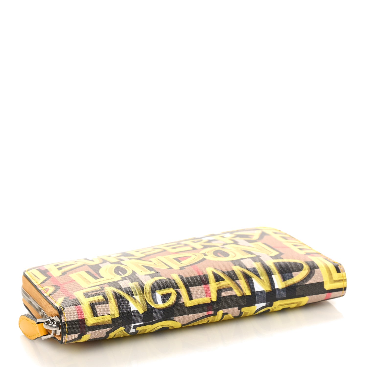 Burberry Vintage Check Graffiti Print Zip Around Wallet Yellow 4 of 8