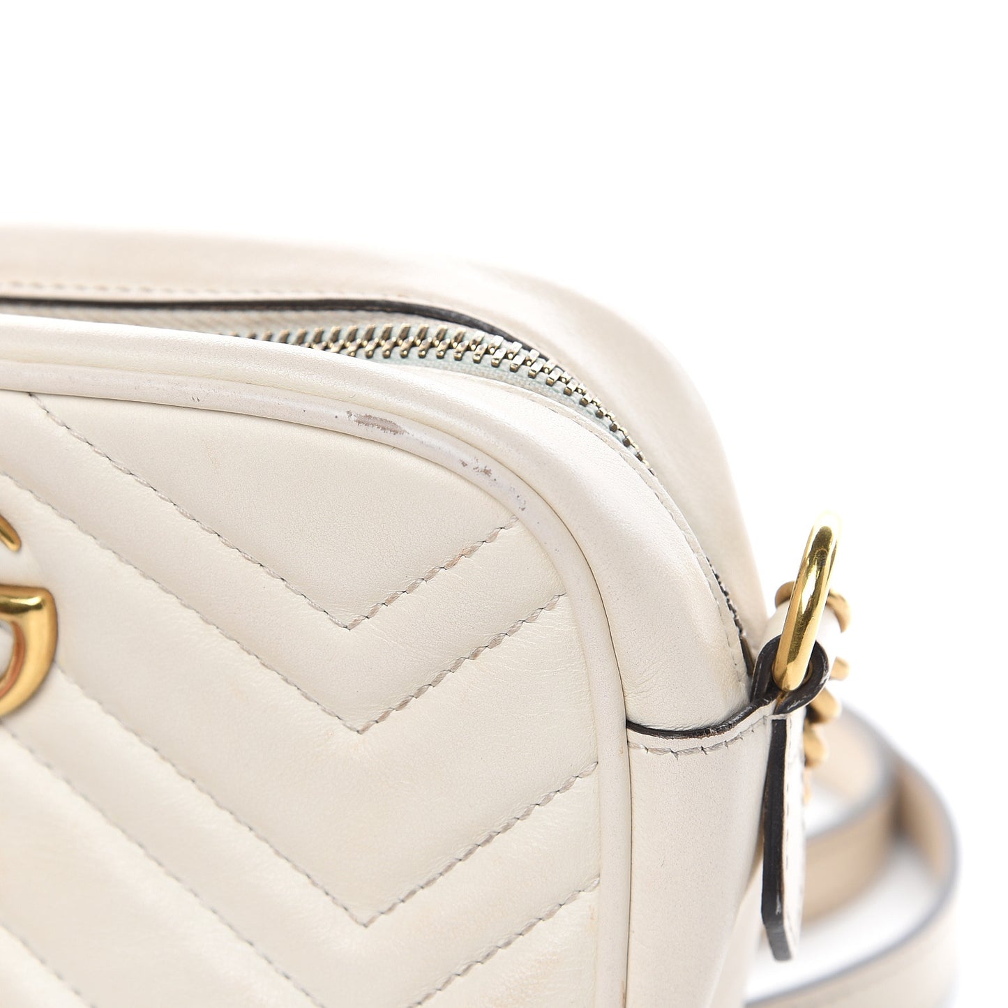 Calfskin Matelasse Mini GG Marmont Chain Shoulder Bag White
