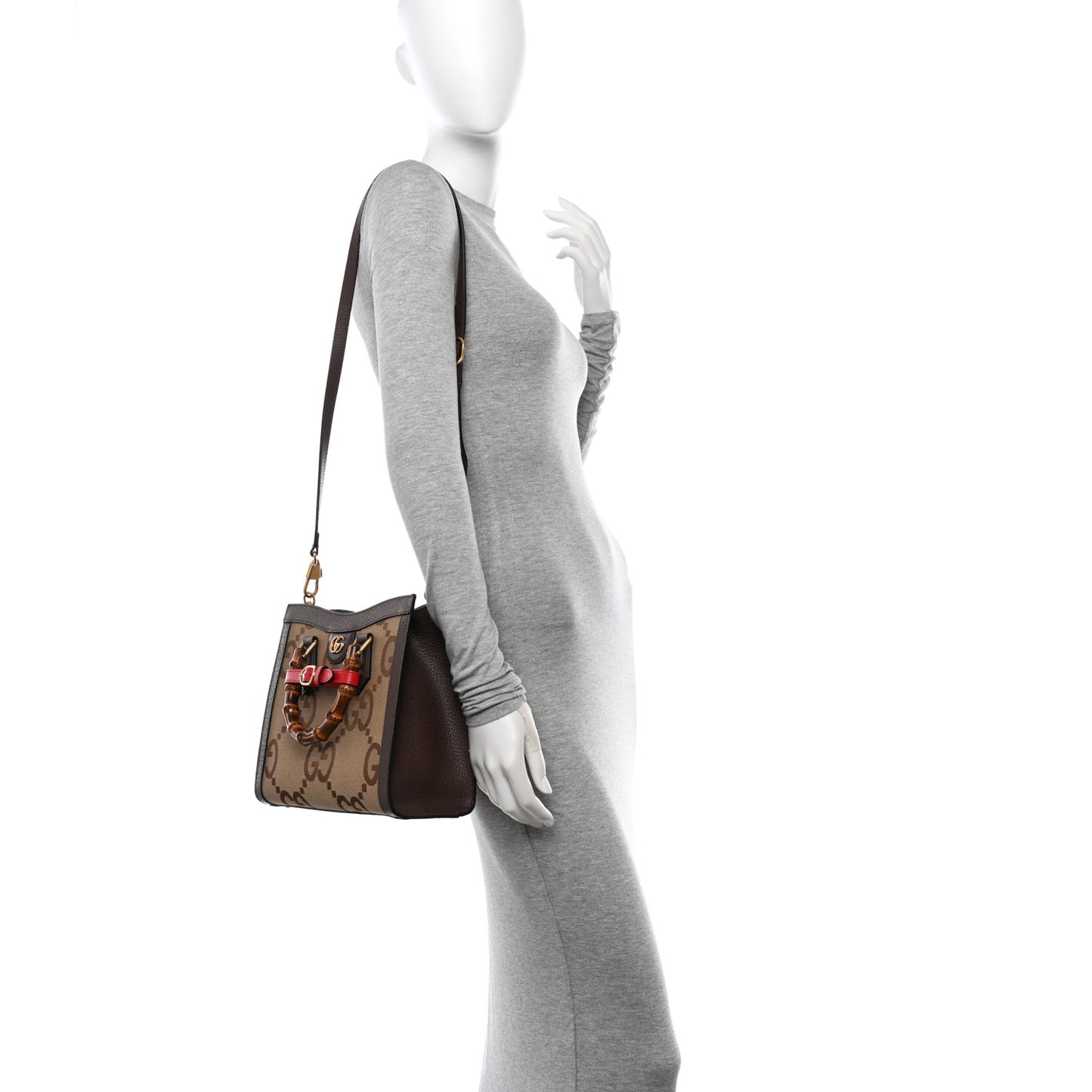 Monogram Jumbo GG Textured Dollar Calfskin Small Diana Tote Bag Camel Ebony New Acero Pomegranate Red