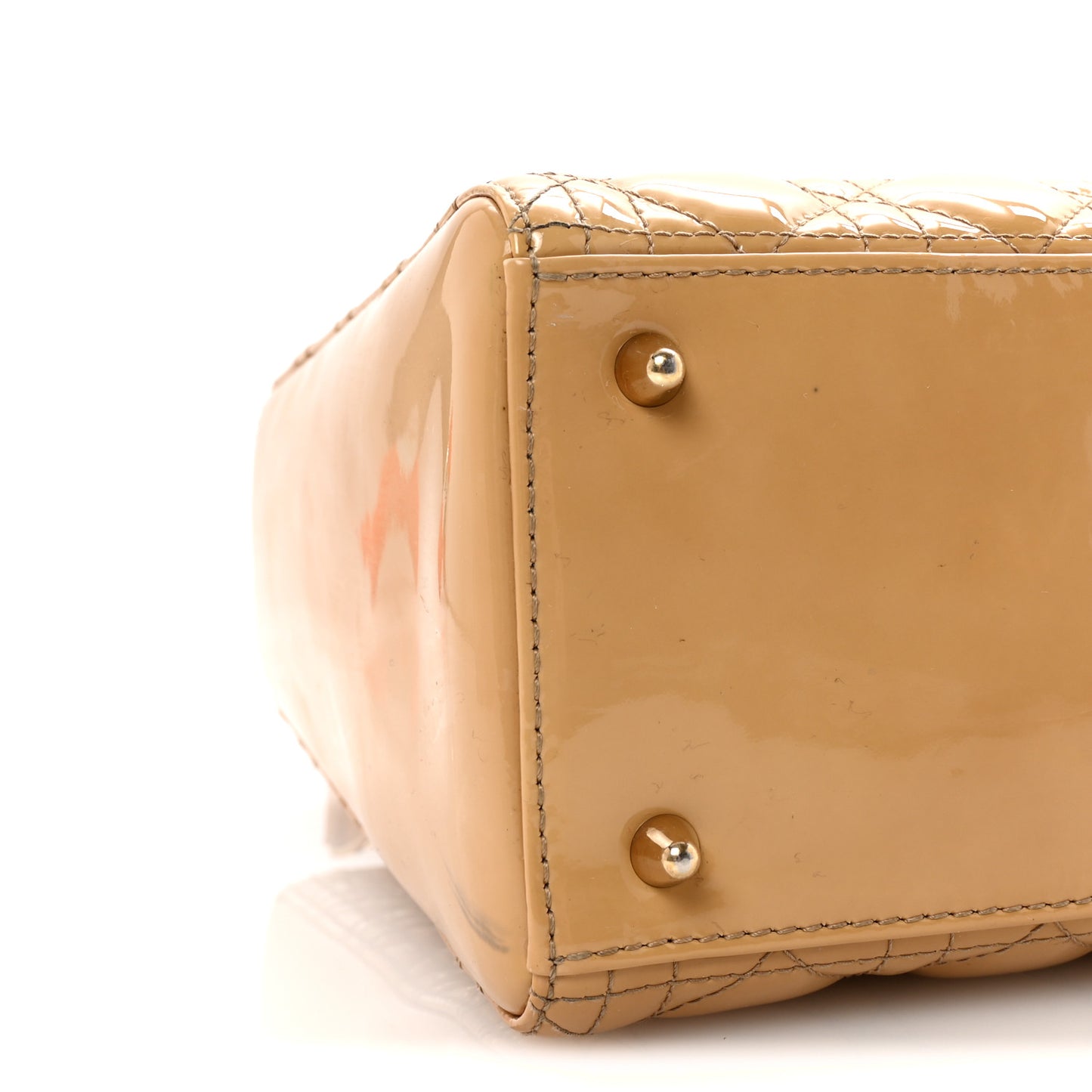Patent Cannage Medium Lady Dior Beige