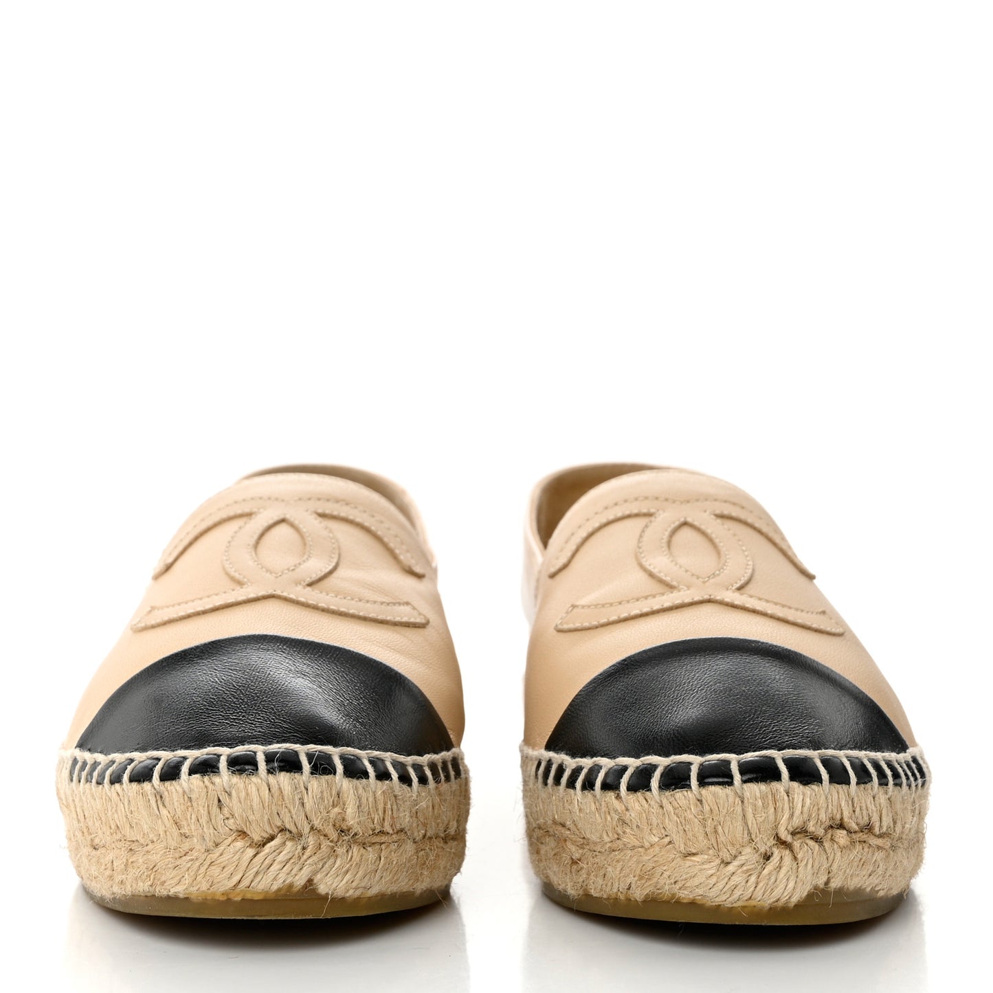 Lambskin CC Espadrilles 36 Beige Black