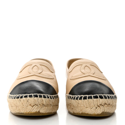 Chanel Lambskin CC Espadrilles 36 Beige Black 2 of 9