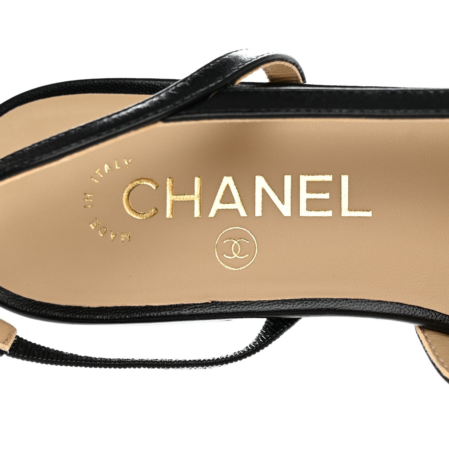 Chanel Goatskin Grosgrain CC Slingback Flats 38 Black 7 of 9