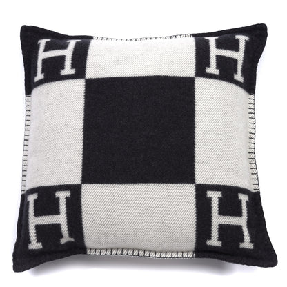 Hermes Wool Cashmere Avalon Pillow PM Ecru Gris Fonce 1 of 3