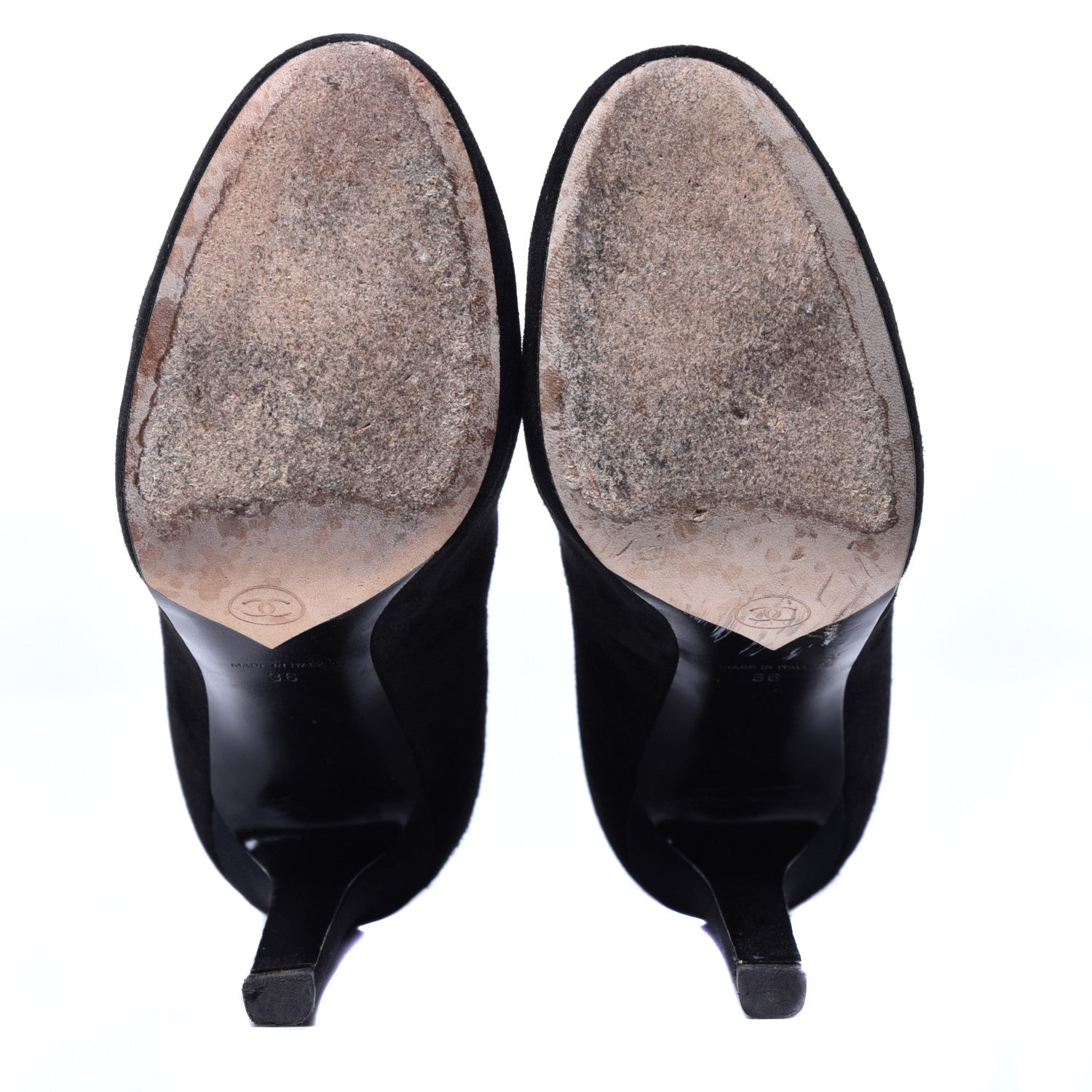 Chanel Suede Calfskin CC Pumps 36 Black 6 of 10