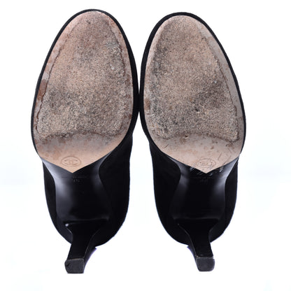 Chanel Suede Calfskin CC Pumps 36 Black 6 of 10