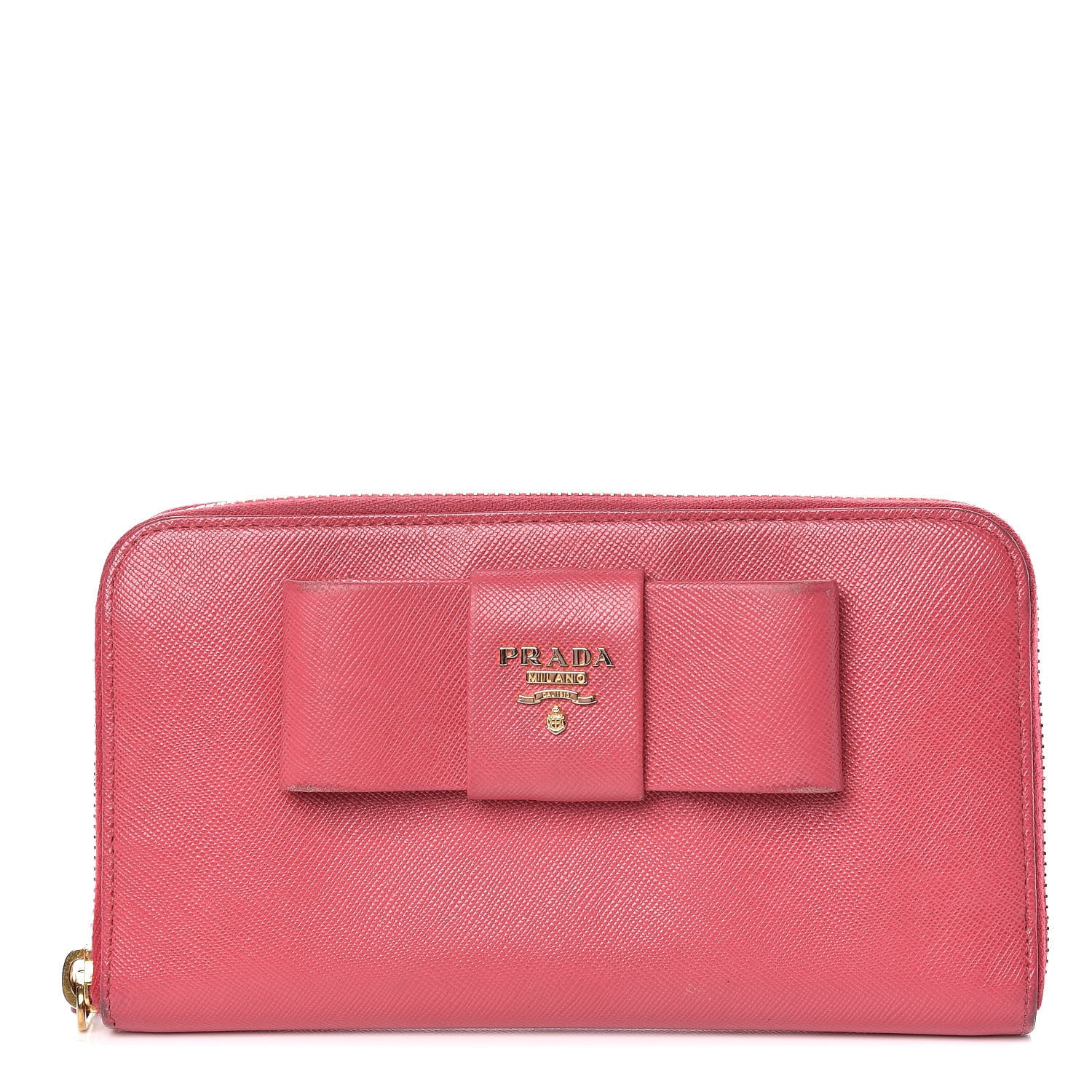 Prada Saffiano Fiocco Bow Zip Around Wallet Peonia 1 of 15
