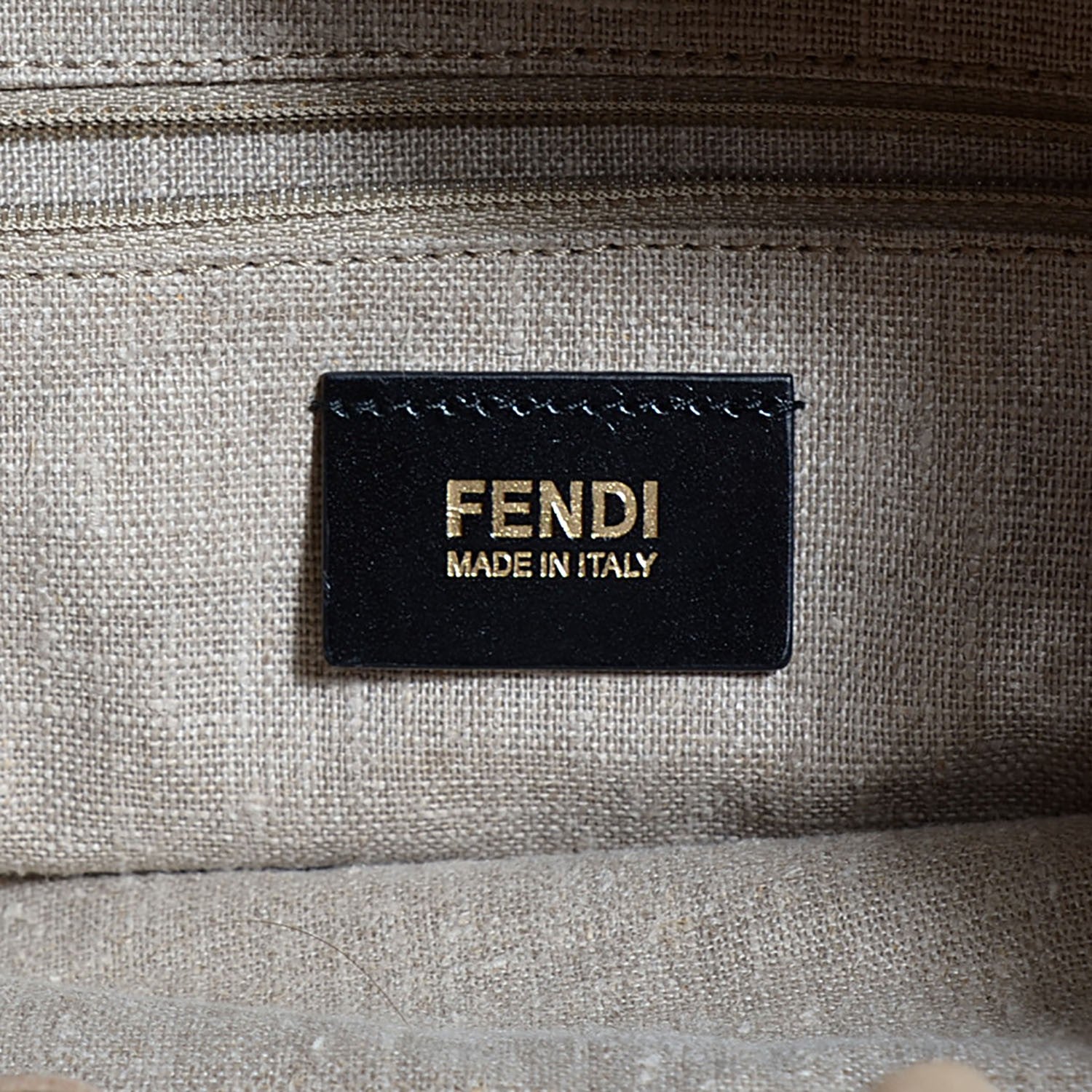 Fendi Linen Calfskin B Fab Drawstring Tote Brown 6 of 10