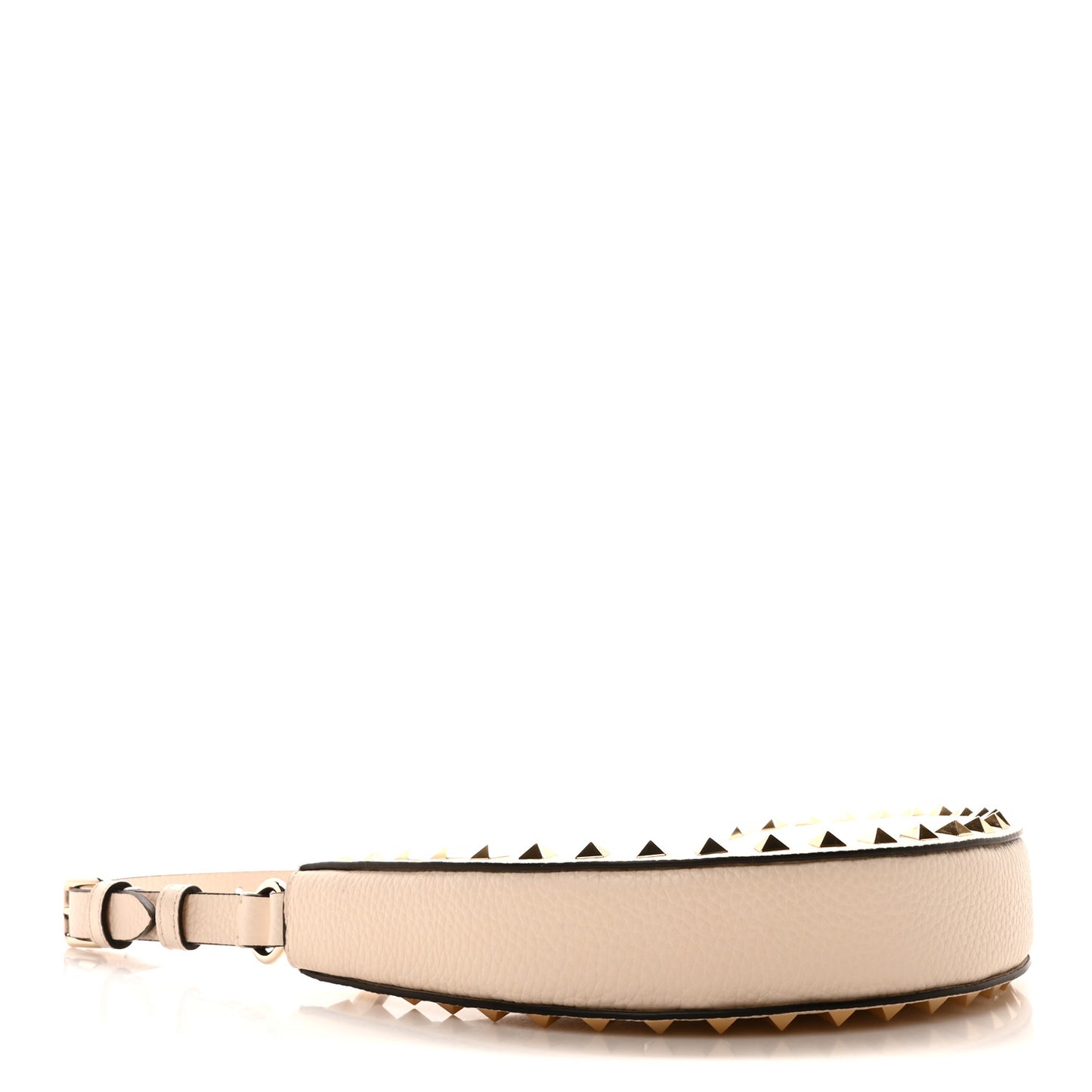 Grainy Calfskin Mini Rockstud Hobo Ivory