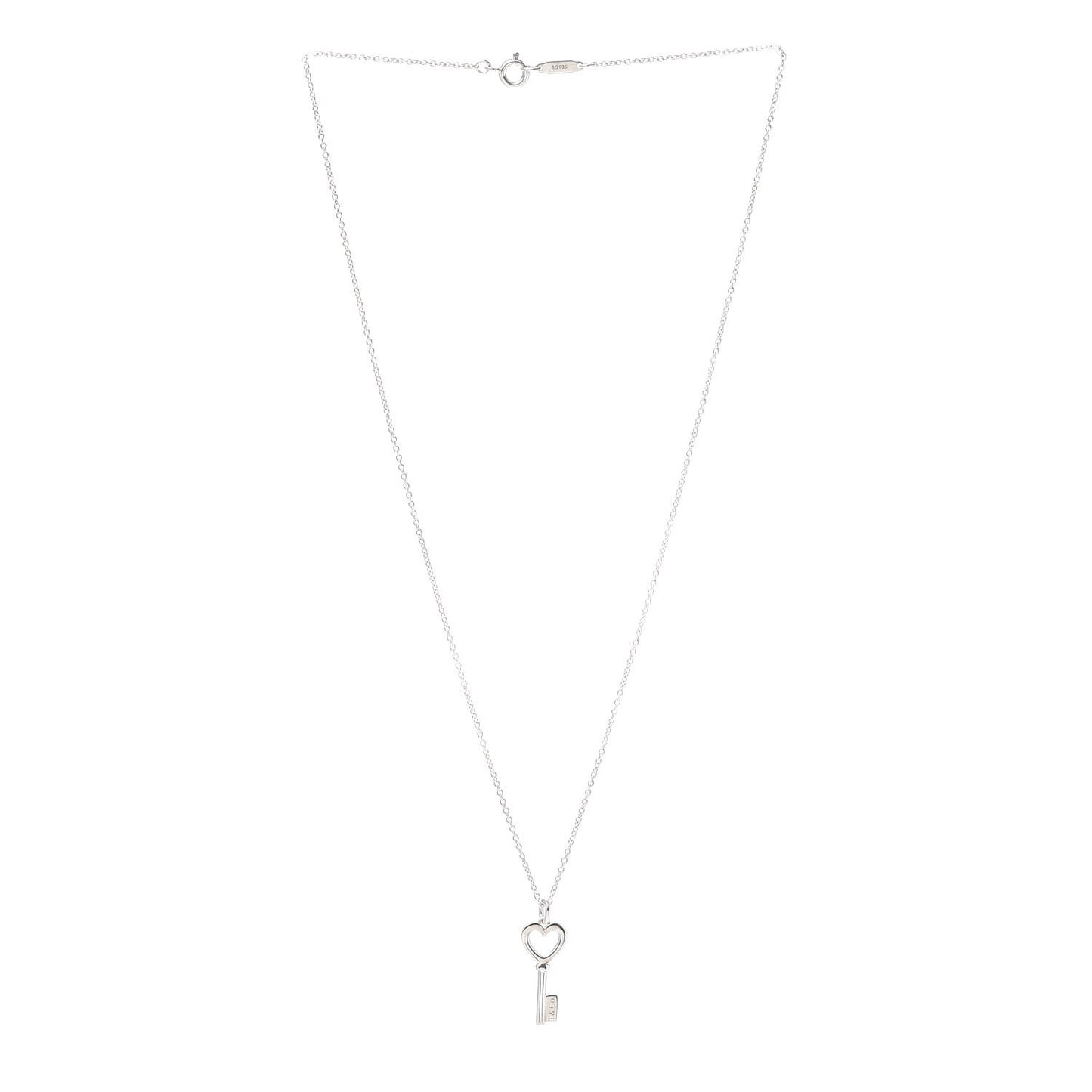 Sterling Silver Mini Heart Key Pendant Necklace