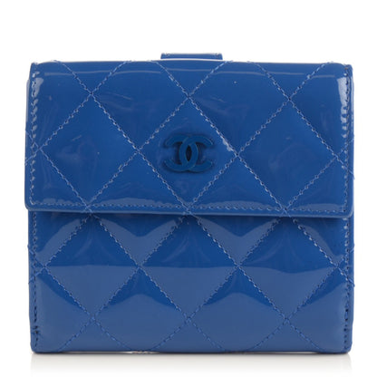Chanel Patent Quilted CC French Wallet Blue 1 of 8