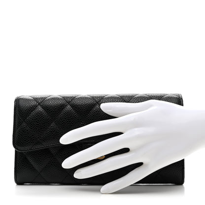 Chanel Caviar Quilted Large Gusset Flap Wallet Black 2 of 9