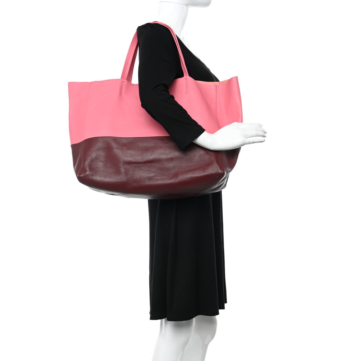Celine Lambskin Horizontal Bi-Color Cabas Pink Rust 2 of 13