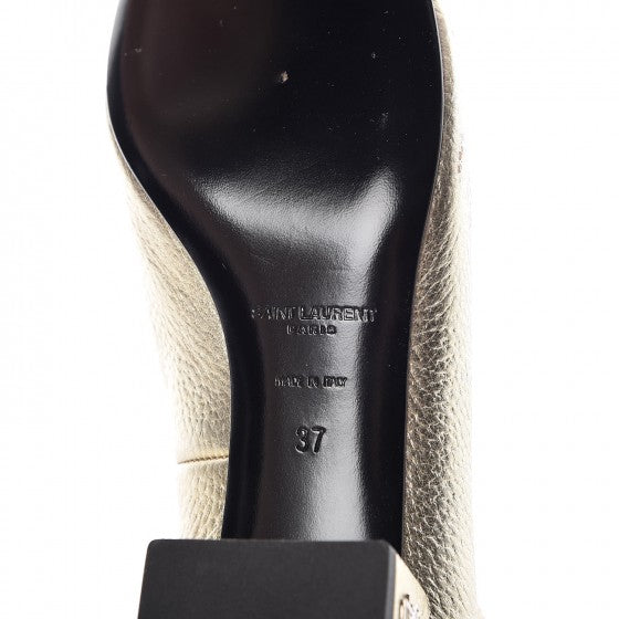 Metallic Calfskin Babies 40 Ankle Strap Pumps 37 Gold