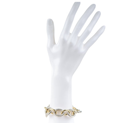 David Yurman Sterling Silver 18K Yellow Gold 17mm Extra Large Oval Link Bracelet 2 of 6