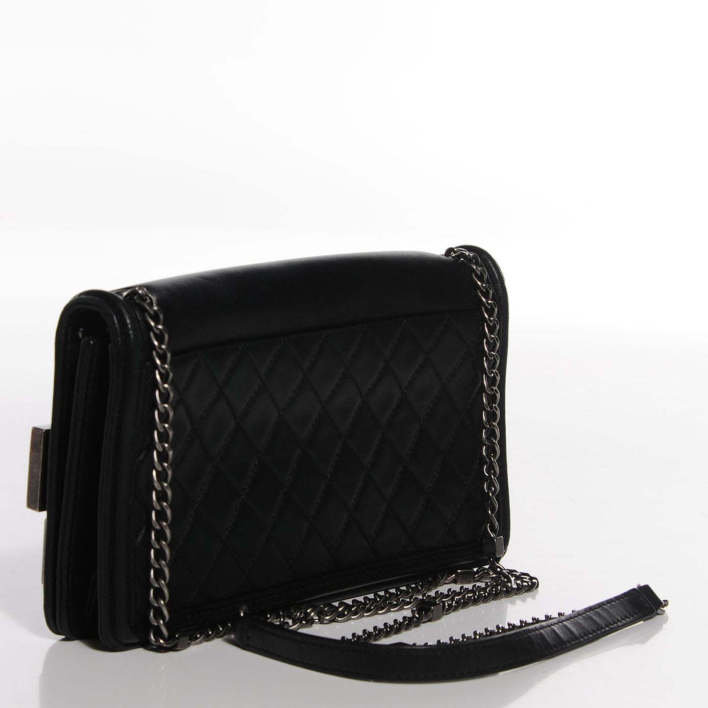 Lambskin and Plexiglass Boy Brick Flap Black
