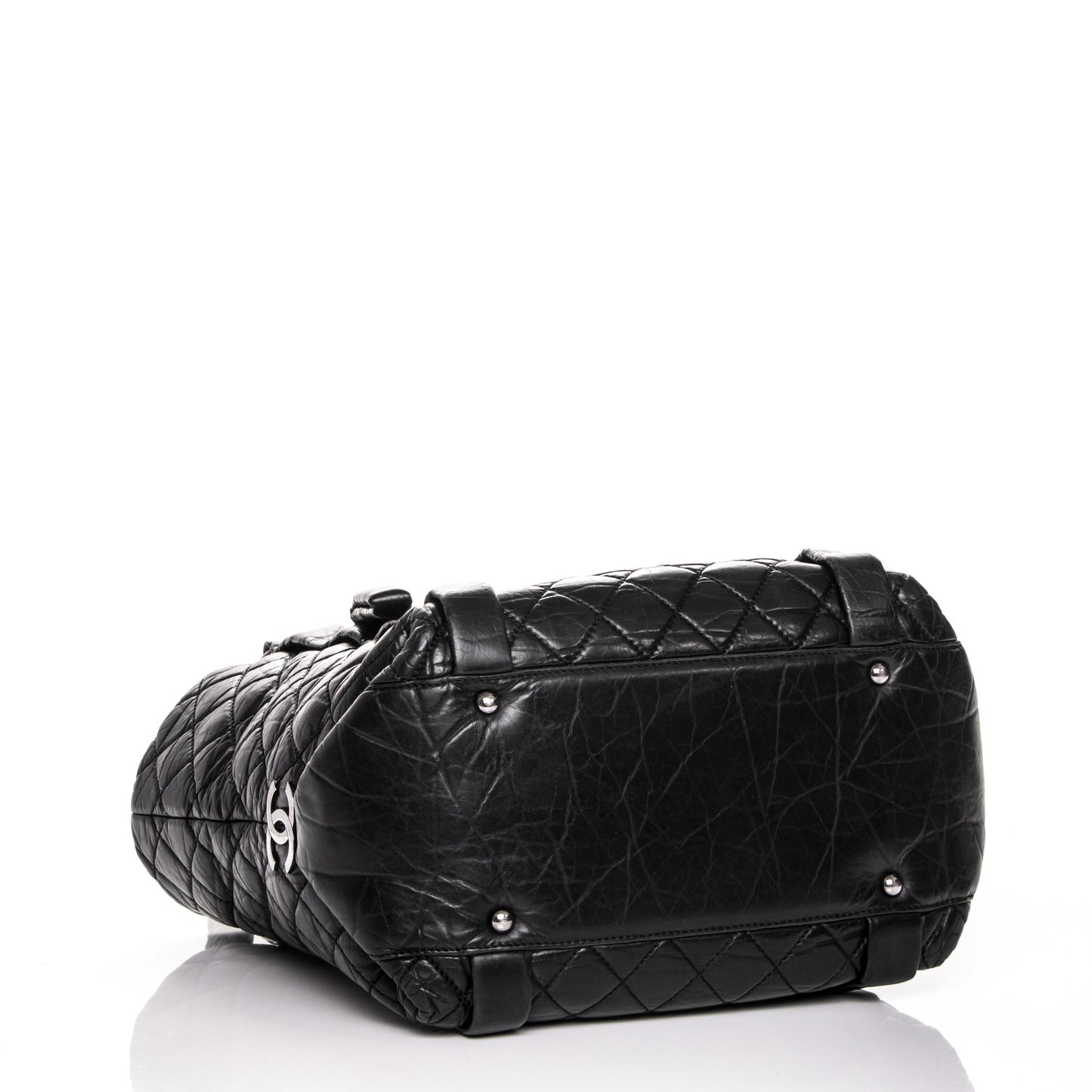 Distressed Lambskin Vintage Ligne Lady Braid Tote Black