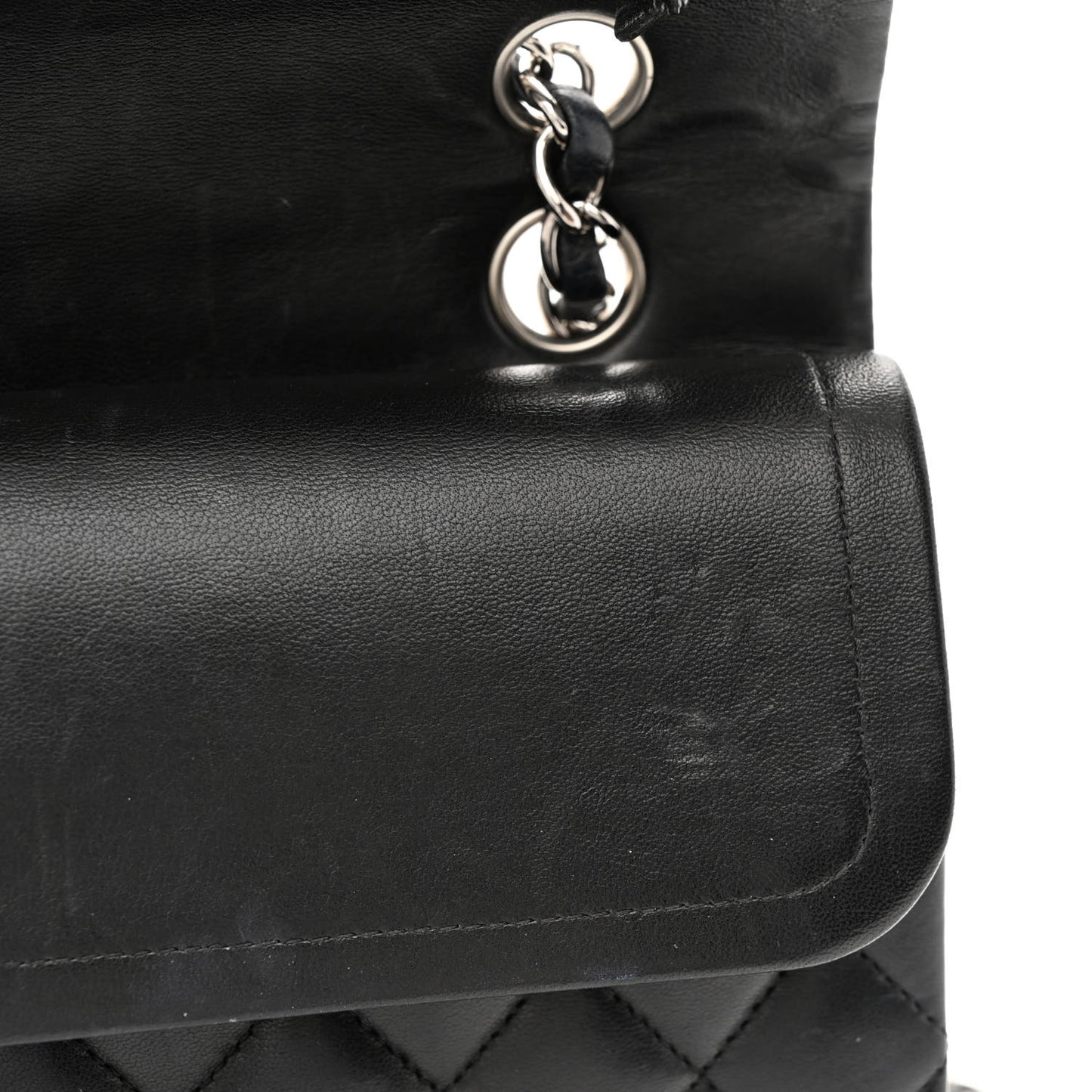 Lambskin Quilted Medium Double Flap Black