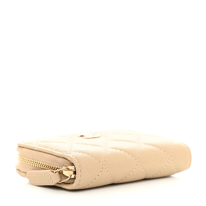 Chanel Iridescent Caviar Quilted Zip Around Coin Purse Beige 3 of 7