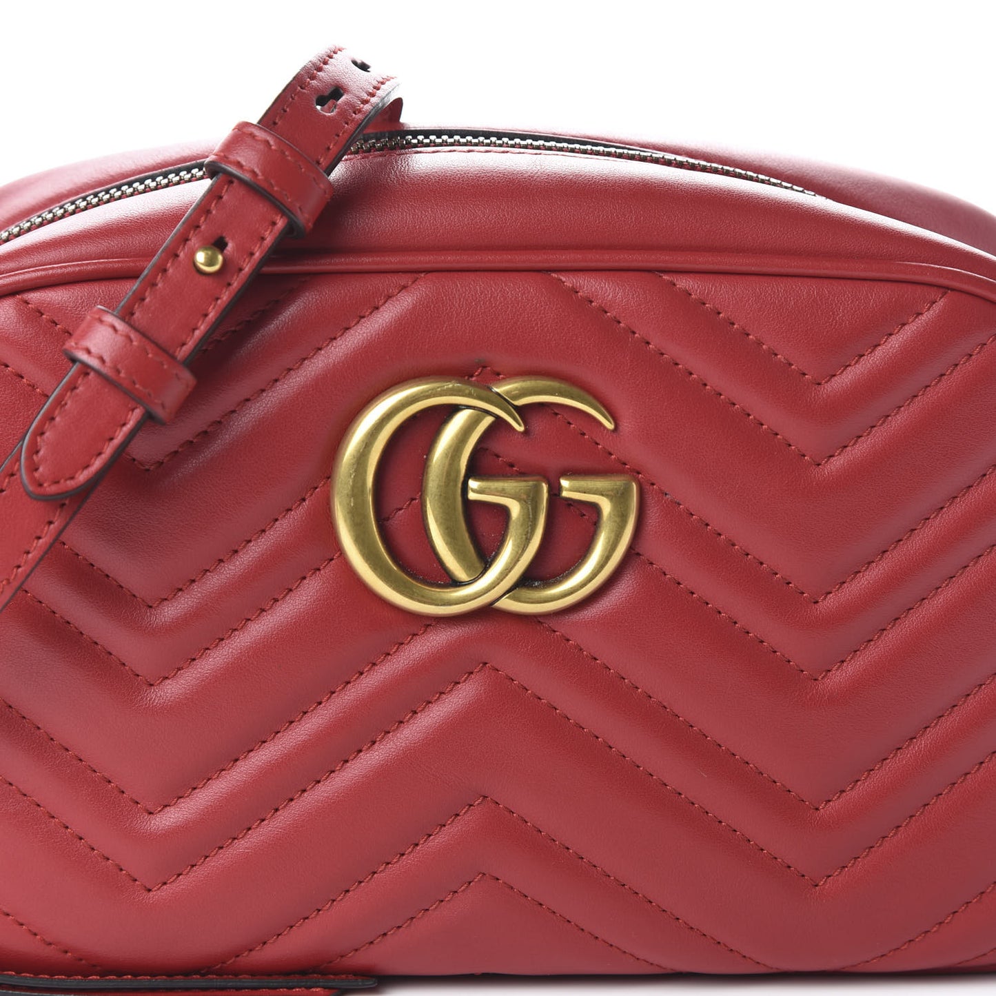 Calfskin Matelasse Small GG Marmont Chain Shoulder Bag Hibiscus Red