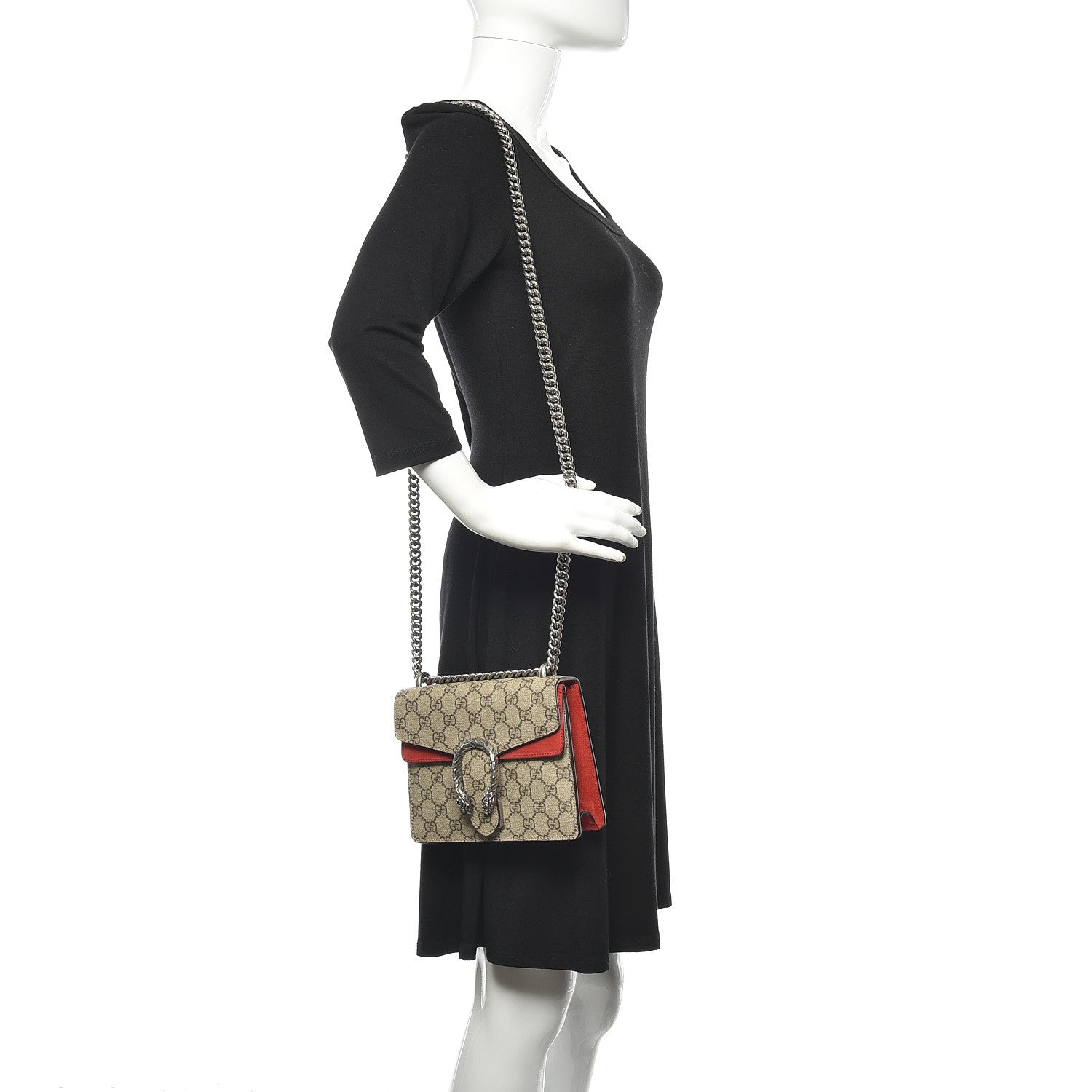 Gucci GG Supreme Monogram Mini Dionysus Shoulder Bag Hibiscus Red 2 of 13