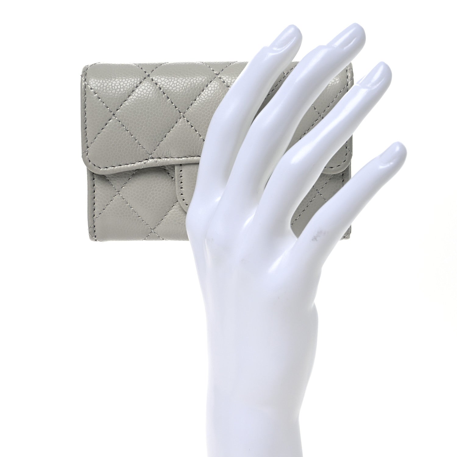 Chanel Caviar Quilted Flap Card Holder Wallet Grey 2 of 10