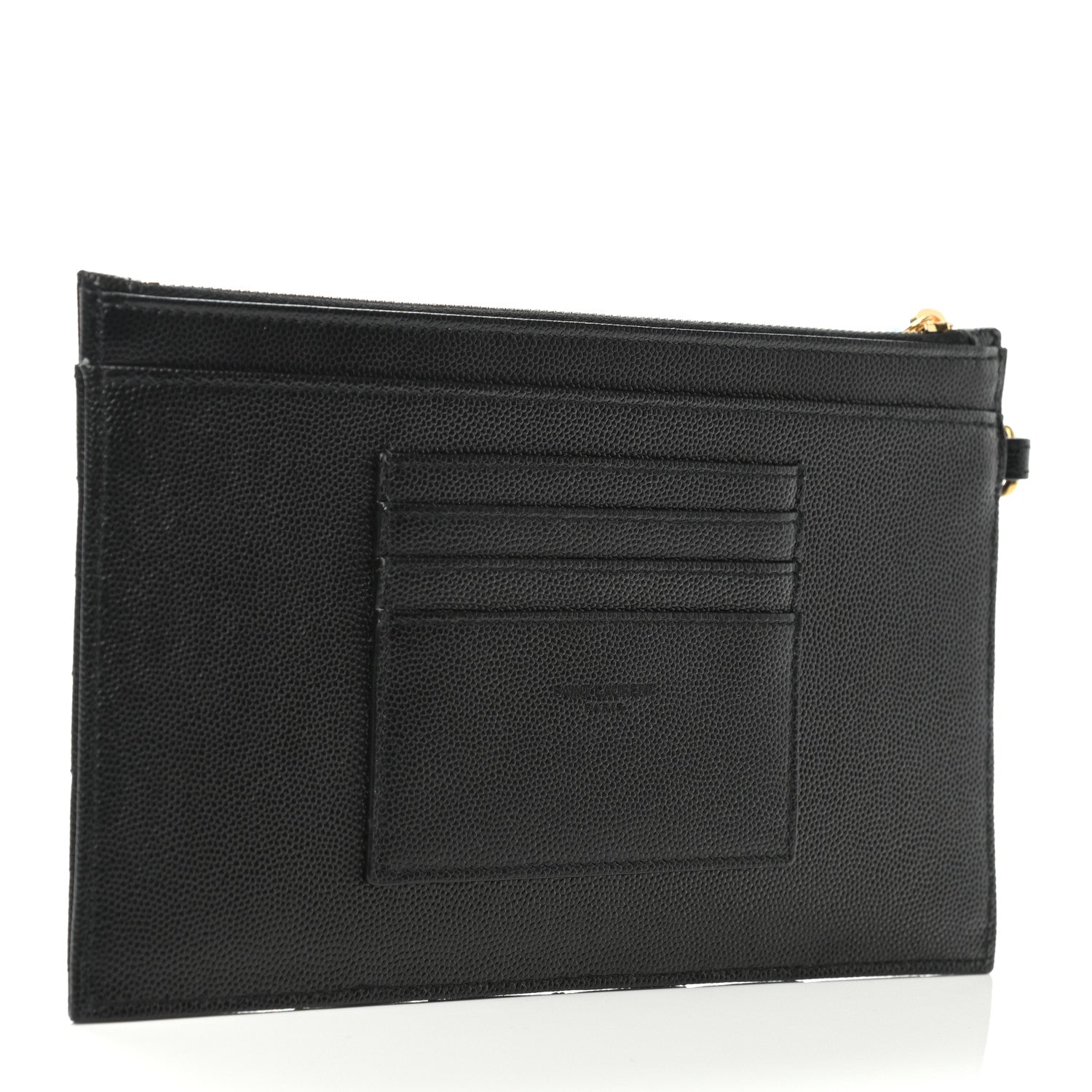 Saint Laurent Grain De Poudre Chevron Monogram Large Bill Pouch Black 2 of 4