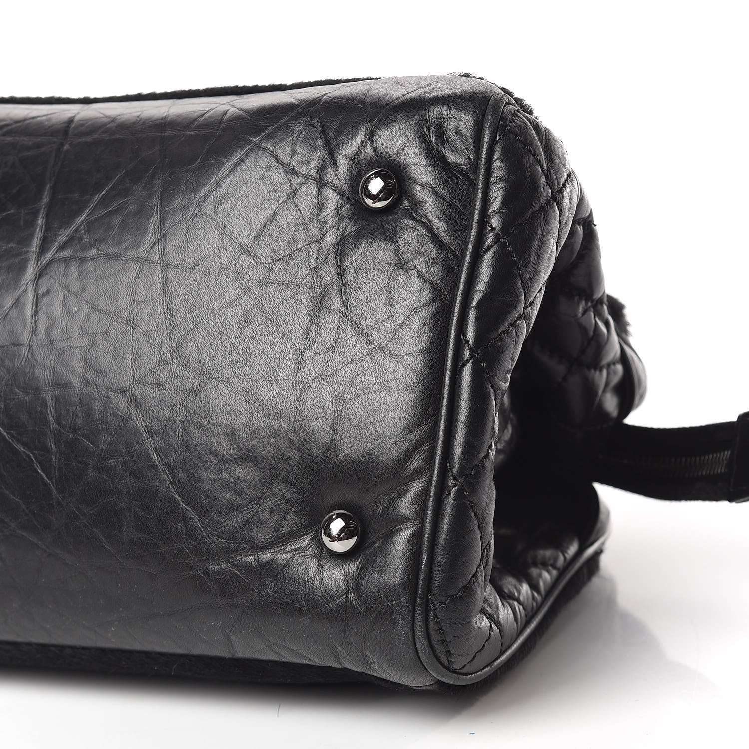 Chanel Aged Calfskin Pony Hair Quilted Miss Pony Bowler Black 7 of 9