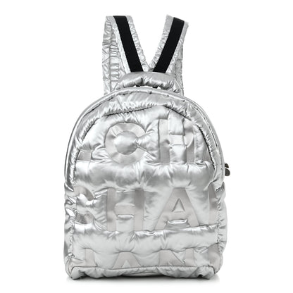 Chanel Nylon Embossed Doudoune Backpack Silver 1 of 11
