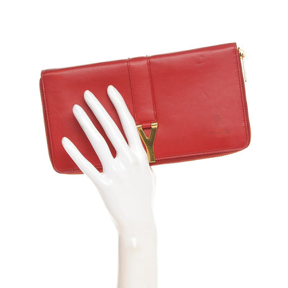 Saint Laurent Calfskin Classic Y Ligne Zip Around Wallet Red 2 of 9