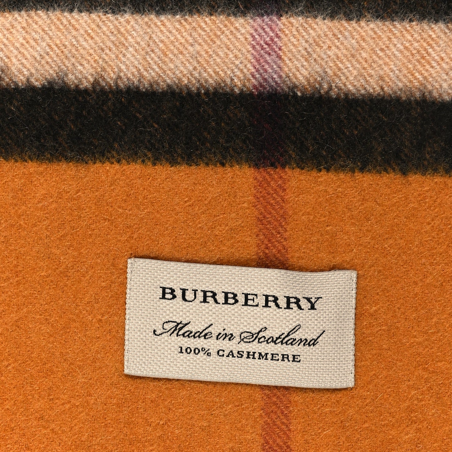Cashmere Giant Check Fringe Scarf Amber Yellow